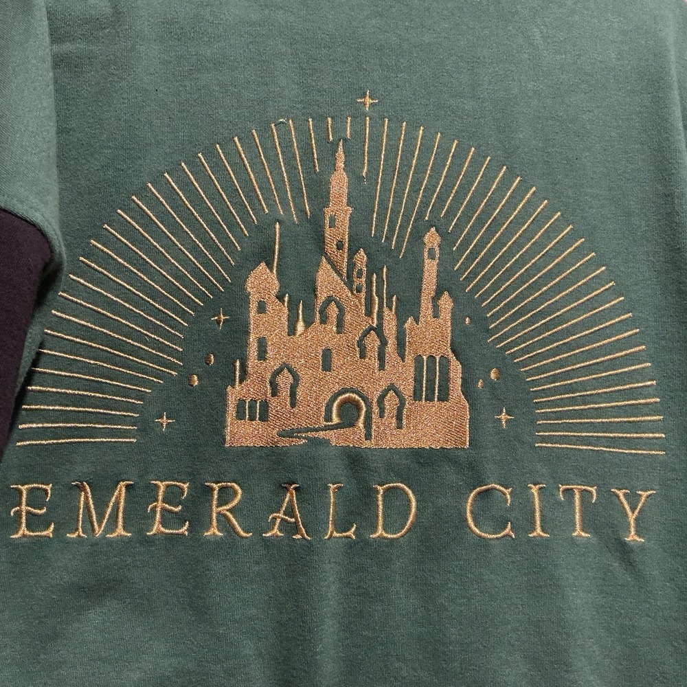 Wicked Emerald City Varsity Jacket Unisex Size Medium Universal Green Gold